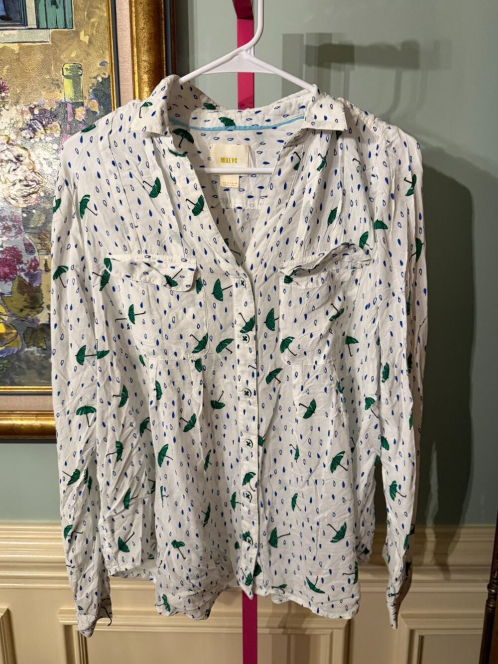Maeve Anthropologie Umbrella Print Shirt Size 8